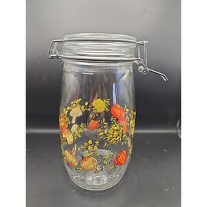 Vintage Glass Canister Storage Jar Made in France Mushroom Spice Of Life 1.5L